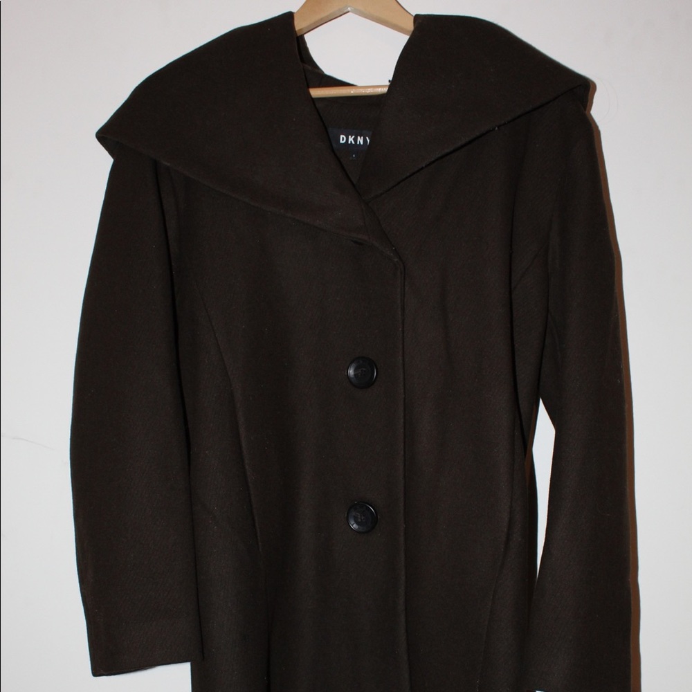 LIMITED TIME 50% OFF Womens Brown DKNY Wool Peacoat w/ Shall Collar